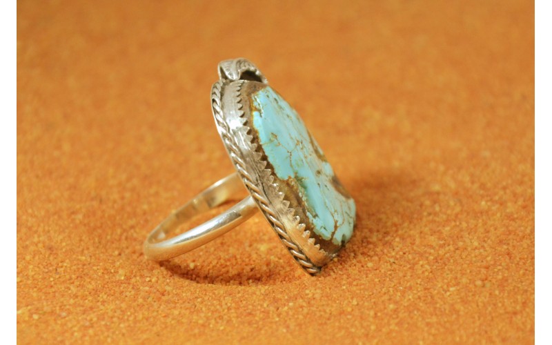 Bague turquoise-argent 925/1000-bijoux amérindiens-idéee cadeau-fait main-bohème-pièce unique