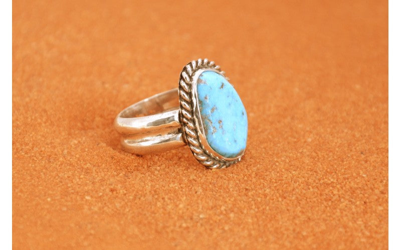 bague homme-argent 925/1000-style navajo-turquoise sleeping beauty-idee cadeau-artisanat-boheme-taille 61-size 9 1/2