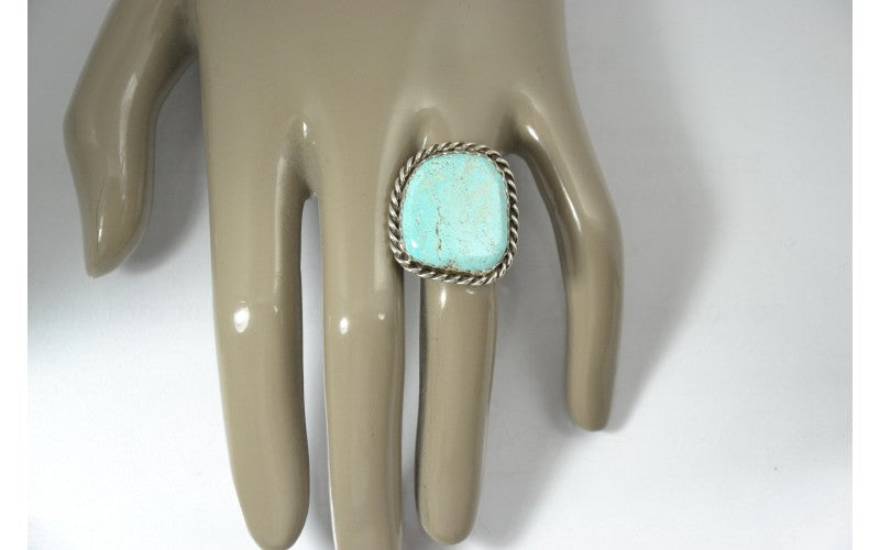 Bague turquoise sleeping beauty-argent 925/1000-bijoux amerindiens-artisanat-bohème-idée cadeau-style navajo