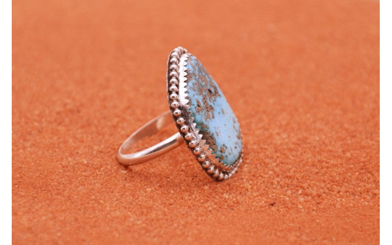 bague mixte-argent 925/1000-style navajo-idée cadeau-turquoise kingman-bijoux amerindiens