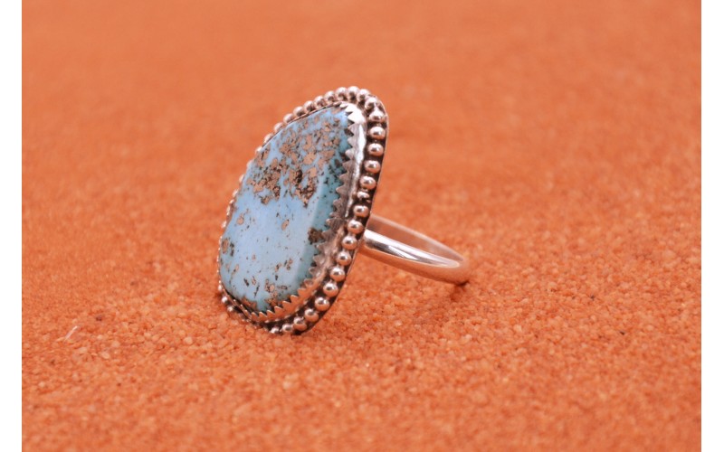 bague mixte-argent 925/1000-style navajo-idée cadeau-turquoise kingman-bijoux amerindiens