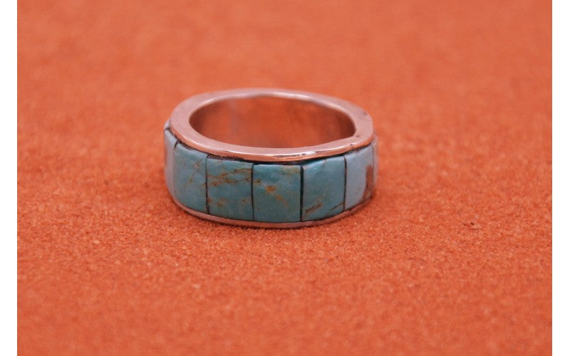 Bague turquoise kingman, argent 925/1000, fait main, bijoux amerindiens, cadeau, bague mixte, homme et femme