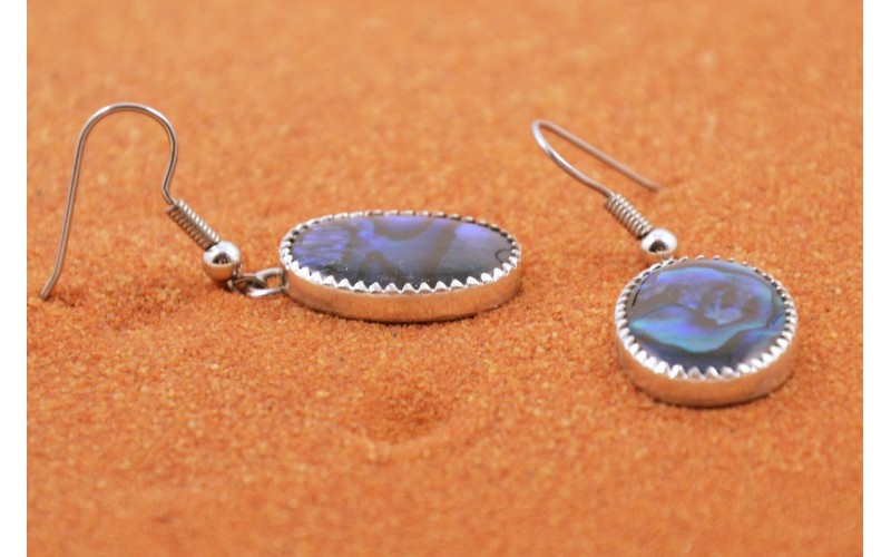 Boucles d'oreilles-abalone-coquillage-style navajo-argent 925-bijoux amerindiens-cadeau-femme-artisanat