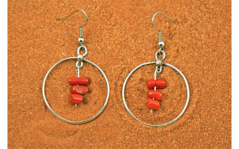 Boucles d'oreilles corail, argent 925/1000, bijoux amérindiens, fait main, cadeau, navajo, femme, boheme