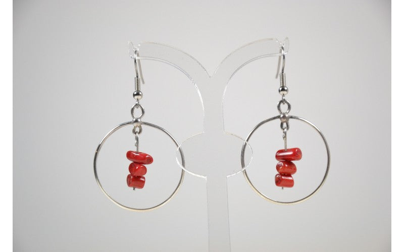 Boucles d'oreilles corail, argent 925/1000, bijoux amérindiens, fait main, cadeau, navajo, femme, boheme