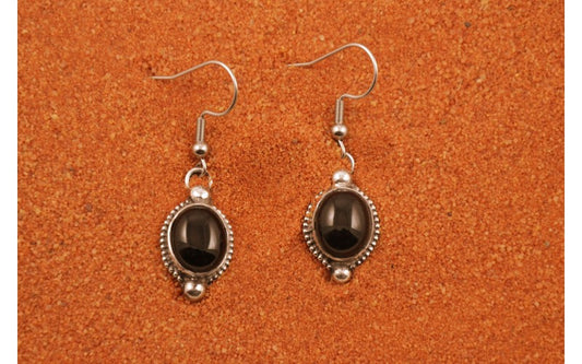 Boucles d'oreilles-onyx-argent 925-style navajo-bijoux amerindiens-cadeau-pour femme-artisanat