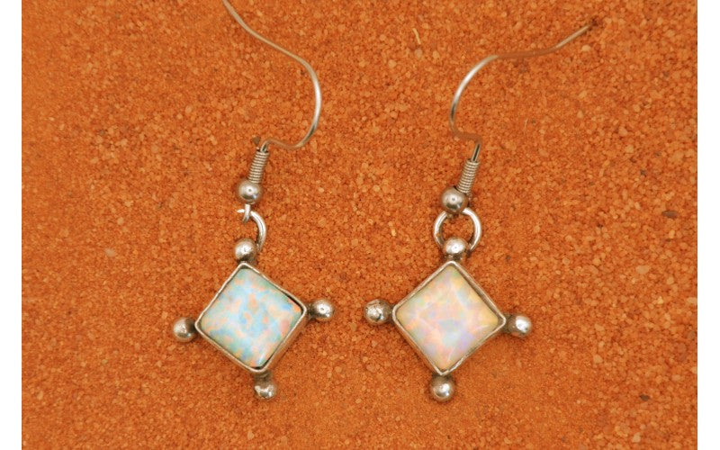 Boucles d'oreilles-argent 925-style navajo-bijoux amerindiens-artisanat-cadeau-femme-opale