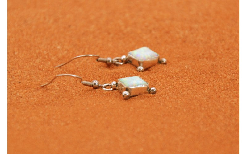 Boucles d'oreilles-argent 925-style navajo-bijoux amerindiens-artisanat-cadeau-femme-opale