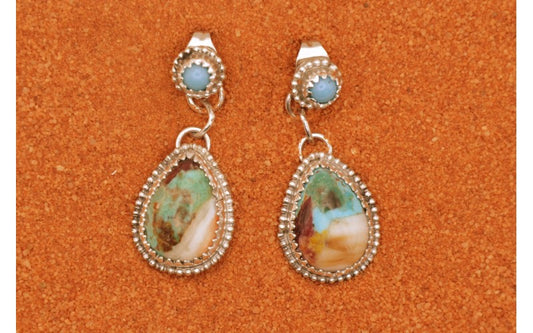 turquoise purple oyster-argent 925-style navajo-idée cadeau-boucles d'oreilles femme-western-boheme