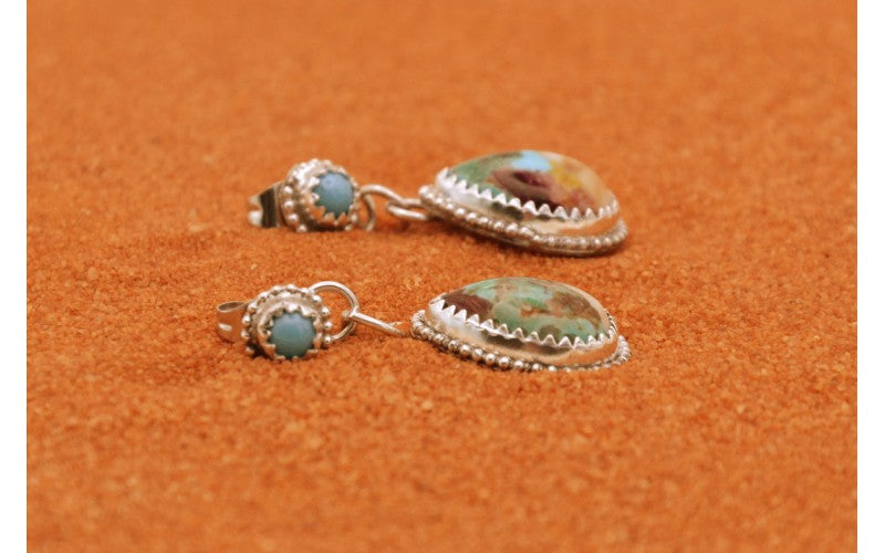 turquoise purple oyster-argent 925-style navajo-idée cadeau-boucles d'oreilles femme-western-boheme