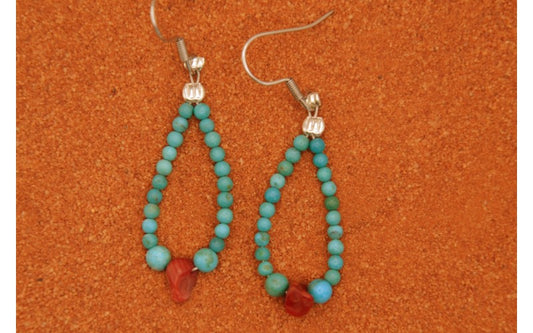 Boucles d'oreilles-turquoise-argent 925-bijoux amerindiens-style navajo-femme-cadeau-artisanat