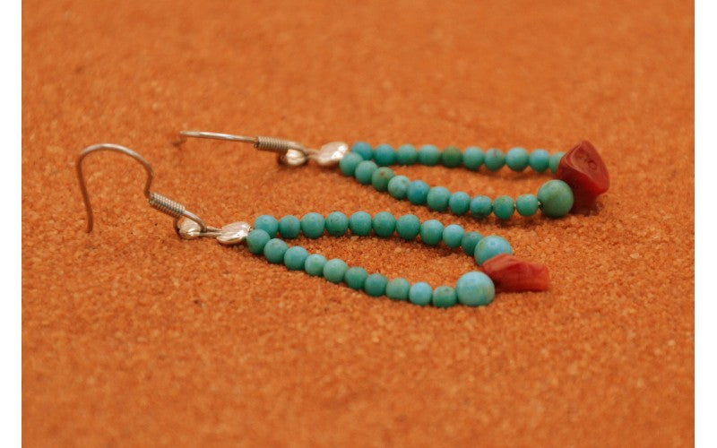 Boucles d'oreilles-turquoise-argent 925-bijoux amerindiens-style navajo-femme-cadeau-artisanat