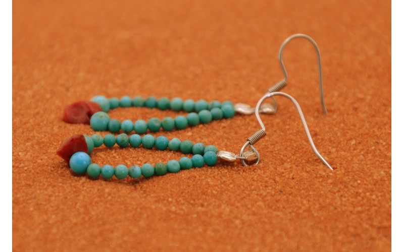 Boucles d'oreilles-turquoise-argent 925-bijoux amerindiens-style navajo-femme-cadeau-artisanat