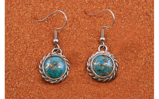 Boucles d'oreilles-turquoise mojave-argent 925-style navajo-bijoux amerindiens-cadeau-pour femme