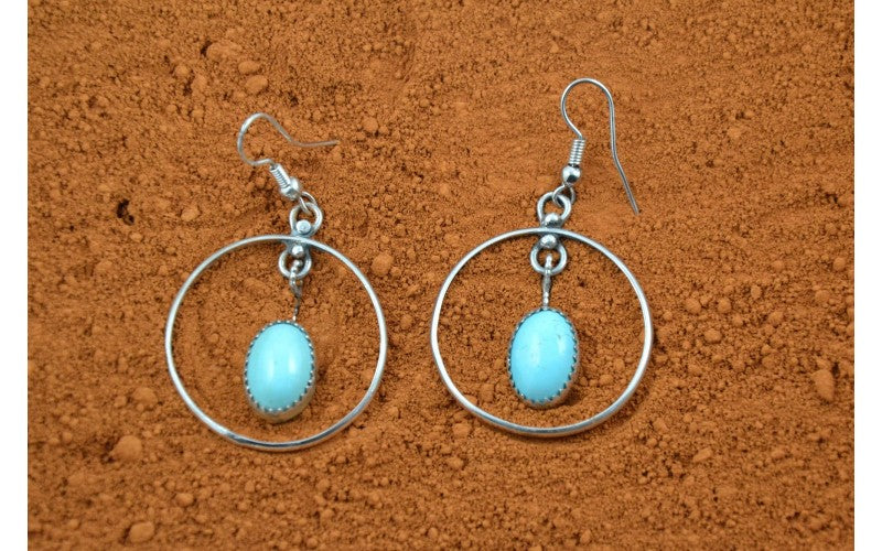 Boucles d'oreilles-turquoise kingman-bijoux amerindiens-cadeau-argent 925-pour femme-pendantes