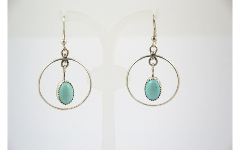 Boucles d'oreilles-turquoise kingman-bijoux amerindiens-cadeau-argent 925-pour femme-pendantes