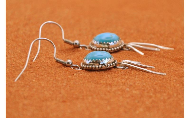 Boucles d'oreilles-turquoise-argent 925-artisanat-bijoux amerindiens-style navajo-cadeau