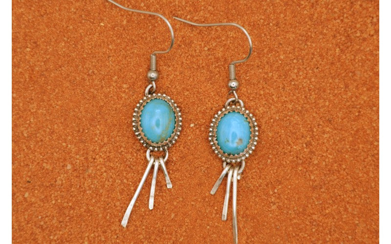 Boucles d'oreilles-turquoise-argent 925-artisanat-bijoux amerindiens-style navajo-cadeau