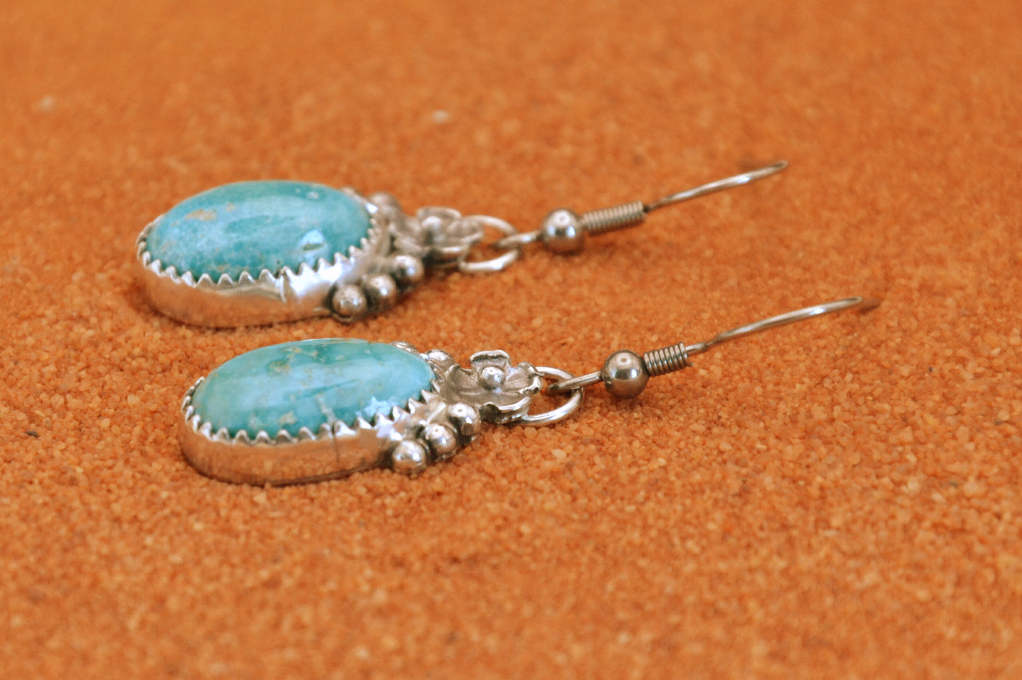 Boucles d'oreilles-turquoise sierra blue-navajo-bijoux amerindiens-argent sterling-cadeau-unique