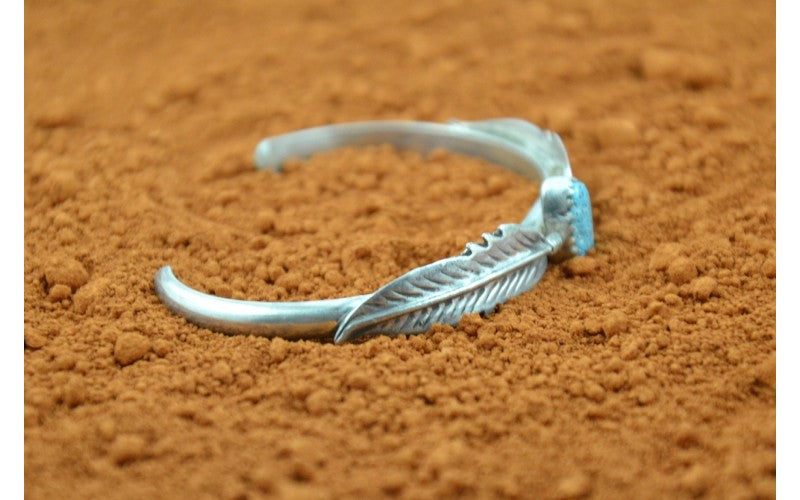 Bracelet femme, turquoise, argent 925/1000, style navajo, fait main, garanti à vie, plumes, toutes tailles ajustable