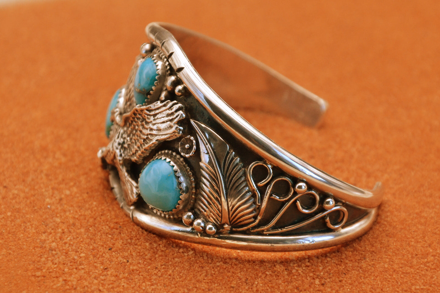 Bracelet aigle-turquoise sierra blue-bijoux amerindien-style navajo-argent massif-pour homme-cadeau