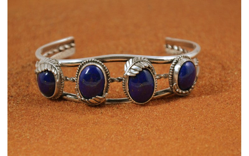 Bracelet lapis lazuli-femme et homme-argent 925/1000-bijoux amerindiens-idée cadeau-artisanat-style navajo