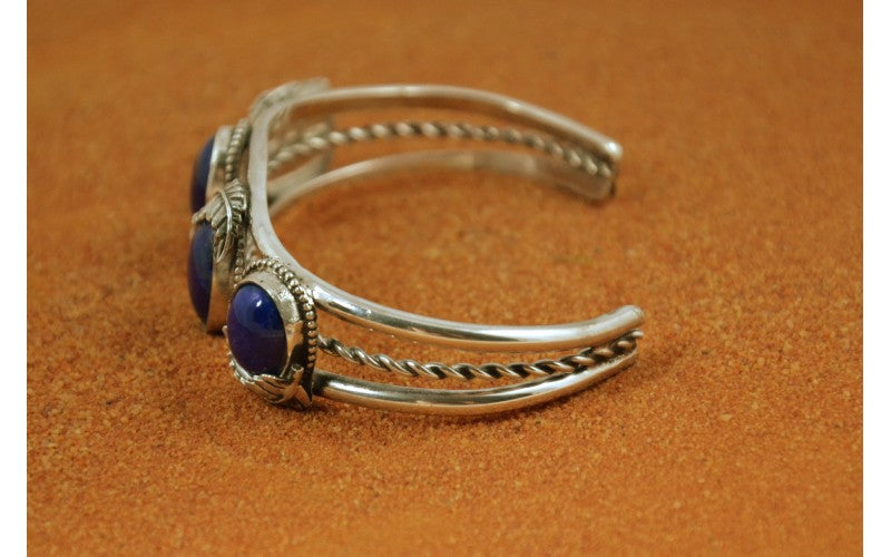 Bracelet lapis lazuli-femme et homme-argent 925/1000-bijoux amerindiens-idée cadeau-artisanat-style navajo