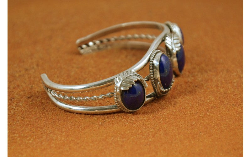 Bracelet lapis lazuli-femme et homme-argent 925/1000-bijoux amerindiens-idée cadeau-artisanat-style navajo