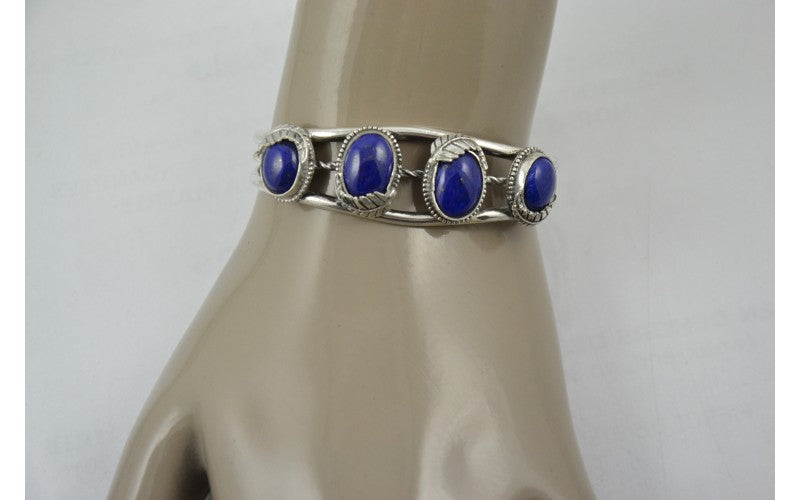 Bracelet lapis lazuli-femme et homme-argent 925/1000-bijoux amerindiens-idée cadeau-artisanat-style navajo