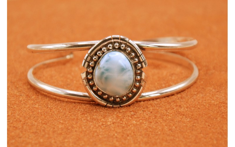 bracelet larimar-argent 925-bijoux amerindiens-idée cadeau-homme et femme-navajo-ajustable