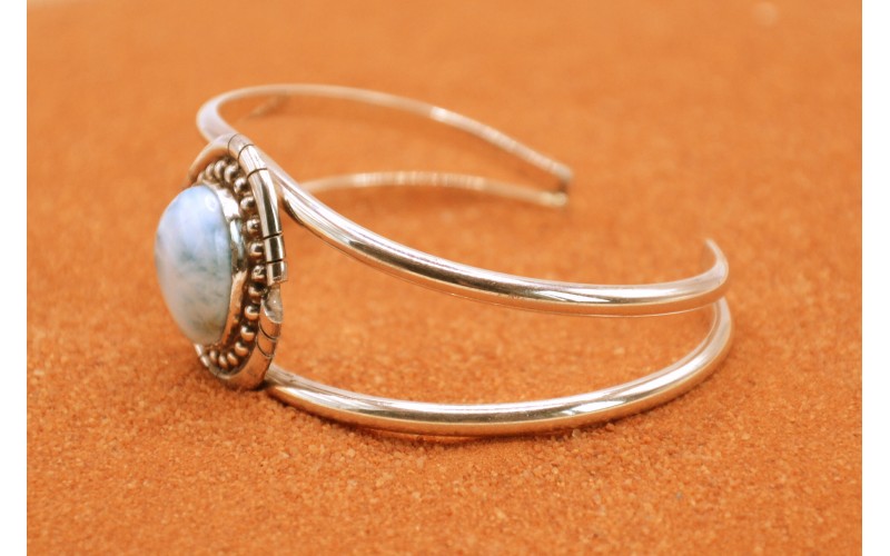 bracelet larimar-argent 925-bijoux amerindiens-idée cadeau-homme et femme-navajo-ajustable