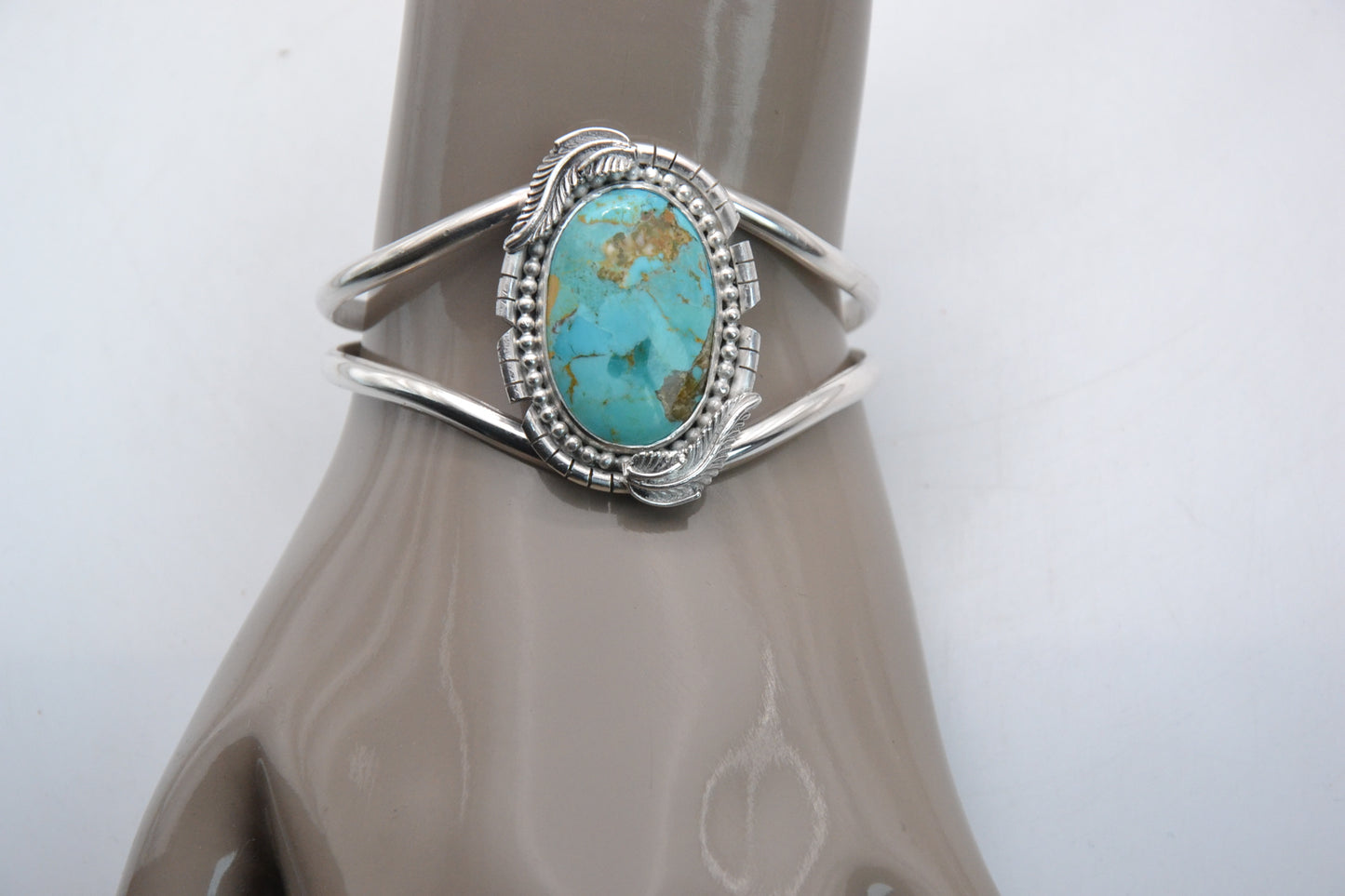 bracelet turquoise mojave-argent 925/1000-idée cadeau-style navajo-femme et homme-bijoux amerindiens-ajustable-artisanat