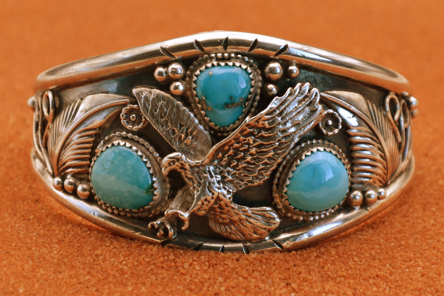 Bracelet aigle-turquoise sierra blue-bijoux amerindien-style navajo-argent massif-pour homme-cadeau