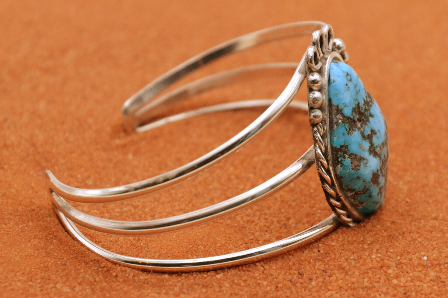 bracelet femme-turquoise kingman-bijoux amerindiens-argent 925/1000-idée cadeau-style navajo-fait main