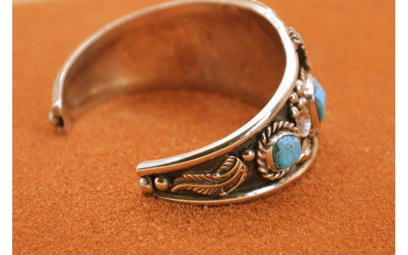 Bracelet turquoise-aigle-argent 925/1000-homme-style navajo-bijoux amerindiens-pièce unique