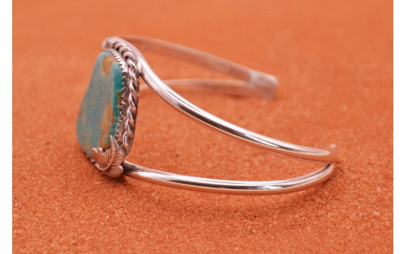 Bracelet turquoise kingman-argent 925/1000-ajustable-mixte-bijoux amerindiens-piece unique-boheme-idee cadeau-style navajo