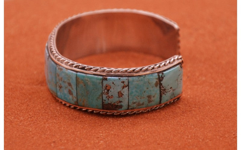 Bracelet turquoise kingman-argent 925/1000-bijoux amérindiens-cadeau-homme et femme-bohème-style navajo