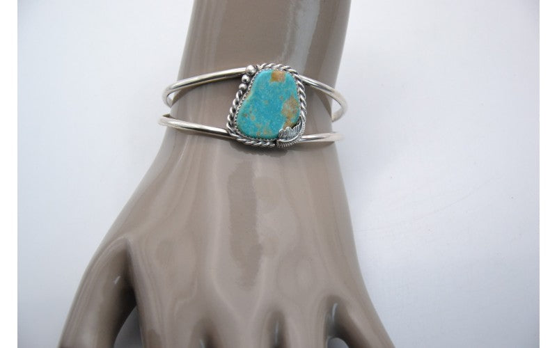 Bracelet turquoise kingman-argent 925/1000-ajustable-mixte-bijoux amerindiens-piece unique-boheme-idee cadeau-style navajo