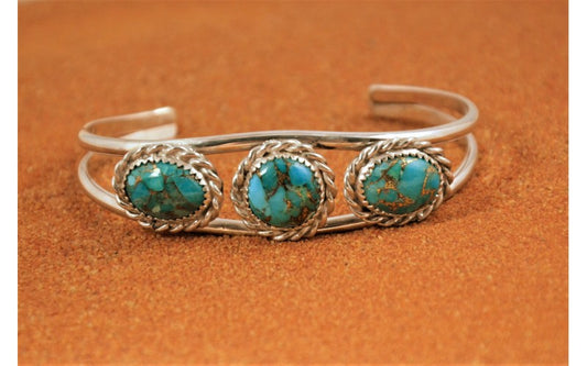 Bracelet turquoise mojave-argent 925/1000-bijou artisanal-homme et femme-idée cadeau-amerindien navajo