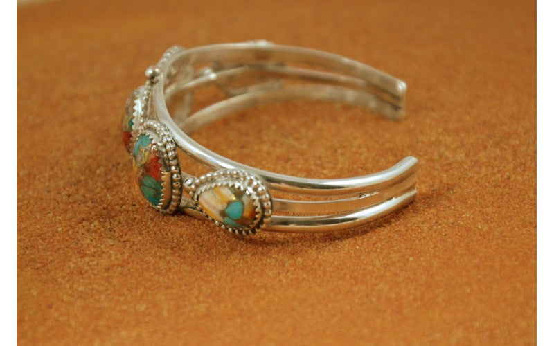 Bracelet amerindien-turquoise oyster copper-bijoux femme-idée cadeau-artisanat-garanti-style navajo-argent 925/1000