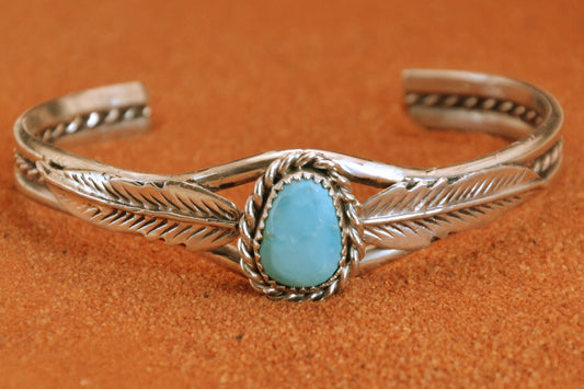 Bijoux amerindiens-bracelet turquoise-style navajo-sleeping beauty-argent sterling-idee cadeau-pour femme