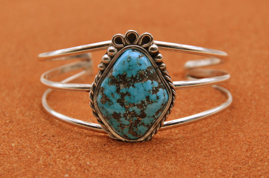 bracelet femme-turquoise kingman-bijoux amerindiens-argent 925/1000-idée cadeau-style navajo-fait main