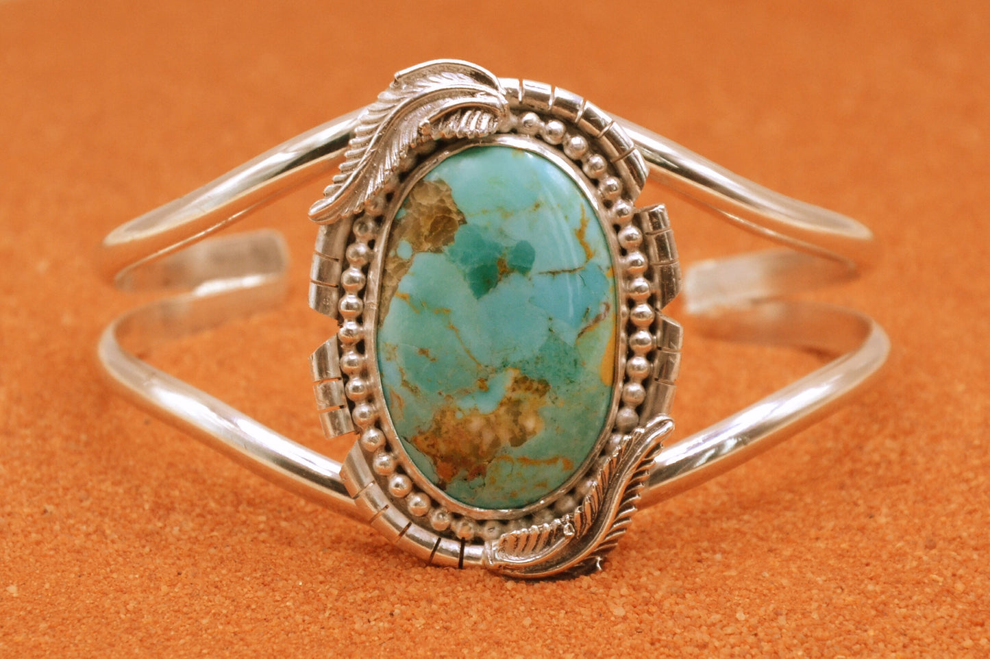 bracelet turquoise mojave-argent 925/1000-idée cadeau-style navajo-femme et homme-bijoux amerindiens-ajustable-artisanat