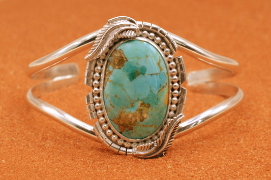 bracelet turquoise mojave-argent 925/1000-idée cadeau-style navajo-femme et homme-bijoux amerindiens-ajustable-artisanat