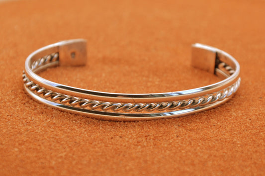 Bracelet argent-argent 925/1000-style navajo-idée cadeau-corde-bijoux amerindiens-bohème-femme et homme