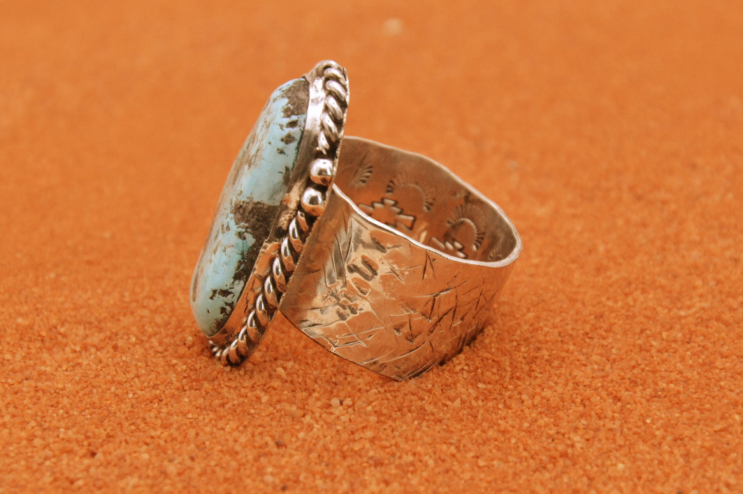 Bague homme-chevaliere-turquoise-argent 925/1000-style navajo-bijoux amerindiens-cadeau