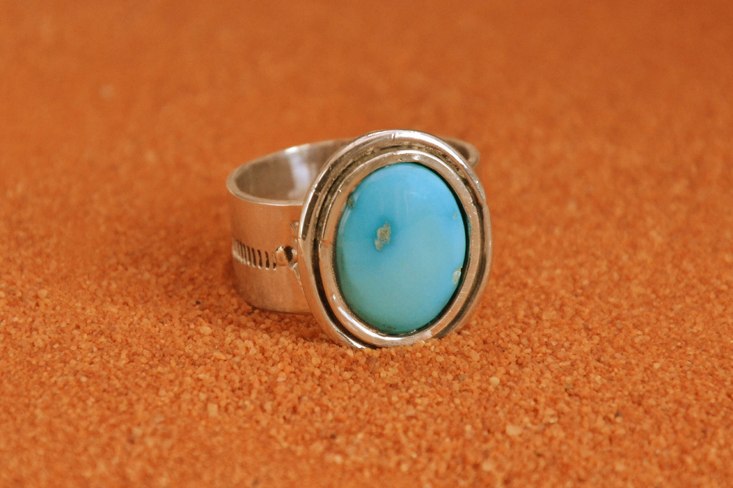 Bague homme-turquoise sierra blue-style navajo-bijoux amerindiens-argent massif-cadeau-unique