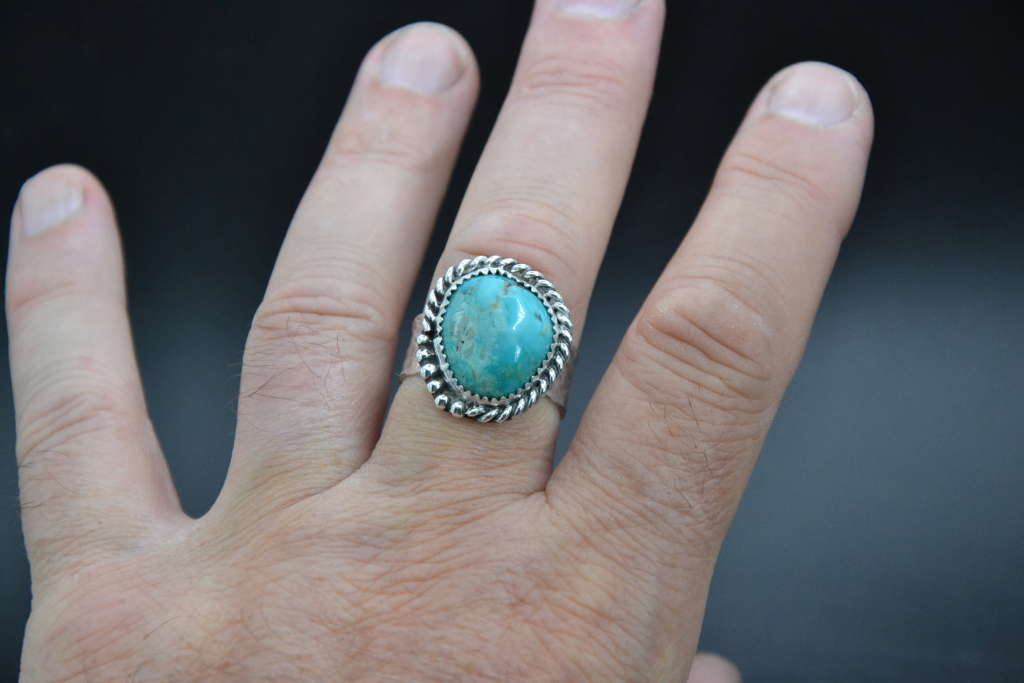 Bague turquoise-chevaliere-homme-femme-argent massif-navajo-bijoux amerindiens-cadeau-artisanat