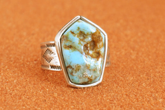 Bague-chevaliere-homme-turquoise-amerindien-style navajo-cadeau-bijoux-unique-argent sterling