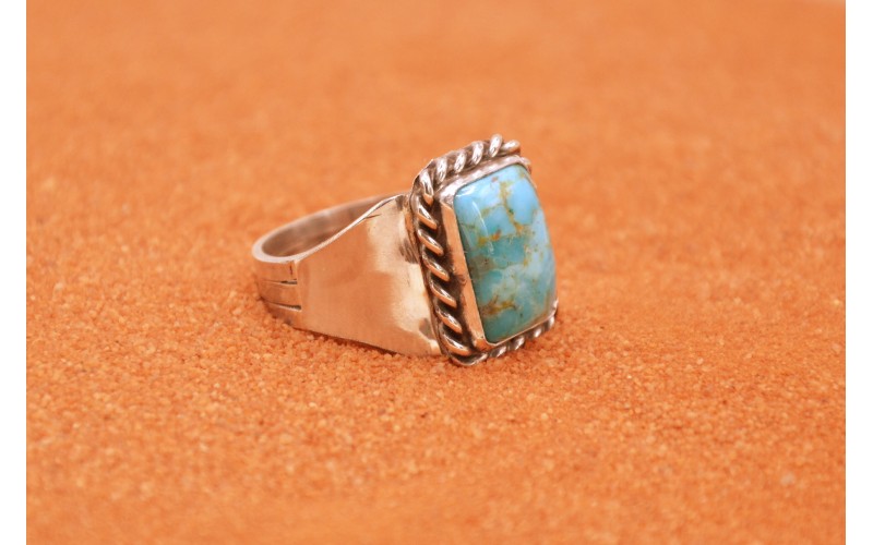 bague homme-chevaliere-argent 925/1000-turquoise-idée cadeau-bijoux amérindiens-artisanat-style navajo